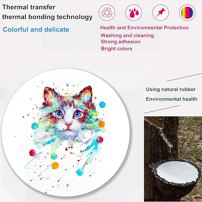 Watercolor Cat Mouse pad Computer Mousepad Personalized Design Mouse Pads for Computers Round Mouse mat