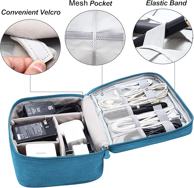 Electronics Organizer Travel Universal Cable Organizer Bag Waterproof Electronics Accessories Storage Cases for Cable, Charger, Phone, USB, SD Card, Hard Drives, Power Bank, Cords