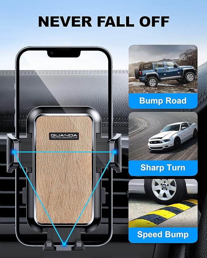 Car Phone Holder Mount for Air Vent, [Never Shake Hook Clip] 360° Adjustable Vent Clip, Compatible with Big Phones,Thick Cases, Phone Holders for Your Car–Fits iPhone, Samsung and Android