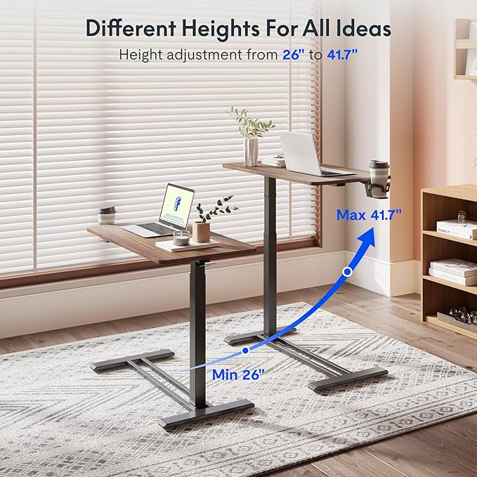 FLEXISPOT Adjustable C Table with Wheels, Mobile Snack Side End Table Sofa Couch Bedside Table Laptop Rolling Cart TV Tray Night Stand for Small Space Side Table(31.5" W x 17.7" D,Rustic Brown)
