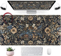 Vintage Floral Desk Mat Blue Wildflowers Mouse Pad Cottagecore Mousepad, XXL Large Extended Gaming Desk Matt for Desktop, Laptop Keyboard Mouse Mat for Women Office Decor Accessories, 31.5x15.75 in
